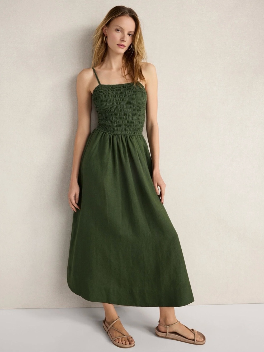 HAVEN WELL WITHIN Lush Palm Green Strappy Midi Dress — NWT
